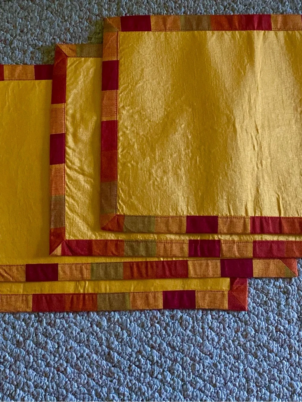 Handmade Orange/Yellow Placemats with Red Trim - Dining Table Set